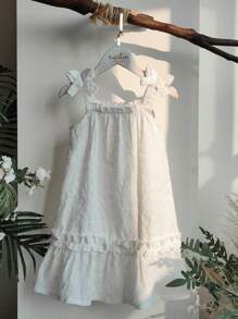 Vintaside Kids Młoda dziewczyna letnia koszulka stylowa sukienka, idealna do wypoczynku w domu, zajęć na świeżym powietrzu, spotkań z przyjaciółmi, zapewnia wygodę i modny prosty design - Biały - Zobacz 3