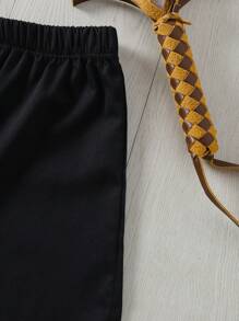 2025 Spring/Summer New Collection Casual & Comfortable Asymmetrical Hem Western Printed Camisole Top Paired With Black A-Line Pants, Tween Girl 2 Pieces Set, Suitable For Daily Wear, Outings, And Family Gatherings