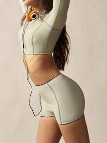 VARSIVA 女士插肩袖短款上衣和短裤冲浪装套装