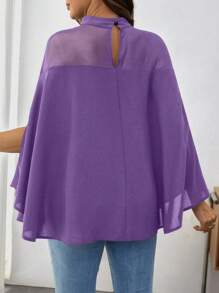 SHEIN Maternity Solid Color Stand Collar Bat-Wing Sleeve Loose Shirt