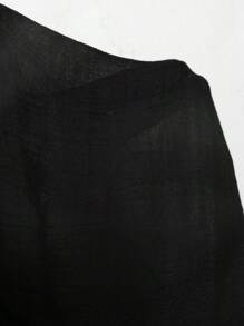 Swim Lushoire 大码女式 V 领花卉拼接性感休闲海滩罩衫 - 黑色 - 查看 7