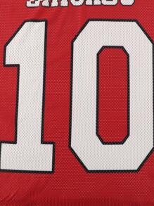 ROMWE MEN Prep Maillot homme avec paillettes scintillantes et contraste en maille, style t-shirt de football à manches courtes