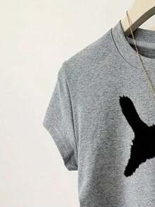 Tween Girls Casual Simple Cat Pattern Taille T-shirt, Veelzijdig