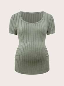 SHEIN Pregnant Women Short Sleeve T-Shirt, Casual Solid Color Versatile - Multicolor - View 14