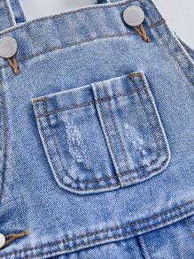 SHEIN Baby Girls Cute Loose Fit Blue Denim Overallsgirl Fall And Winter Clothes,Street Cool Style Denim Clothes