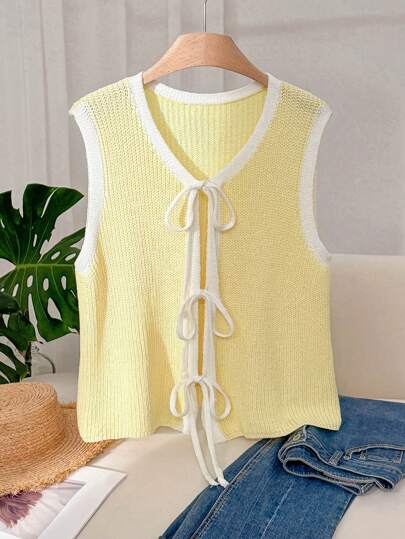 CosyJoli 大码女式休闲度假裹身无袖针织上衣