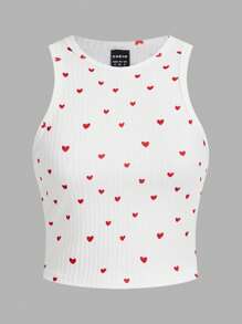 SHEIN Essnce Sommer 2025 Mode Trio: 3er Pack Damen Rippstrick Träger Tops mit Herzprint | Schlanke Passform Tanks in Schwarz/Pink/Weiß | Lässiges Sommer Essentials Bundle - Verschiedenfarbig - Übersicht 5