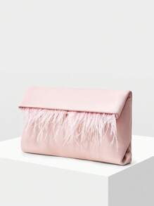 MOTF PREMIUM TÚI CLUTCH LÔNG VŨ GIẢ - Hồng - Xem 4