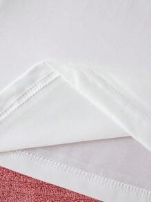 2pcs Women Contrast Color Cherry Print Drawstring Shorts Sleepwear Set - Multicolor - View 7