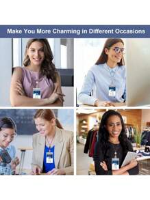 1 Bộ Dây đeo huy hiệu nữ, Dây chuyền huy hiệu có cuộn huy hiệu có thể thu vào, Bao gồm 2 ngăn đựng thẻ ID, Dành cho bé gái, Y tá, Nhân viên văn phòng Trở lại trường học - Nhiều màu - Xem 6