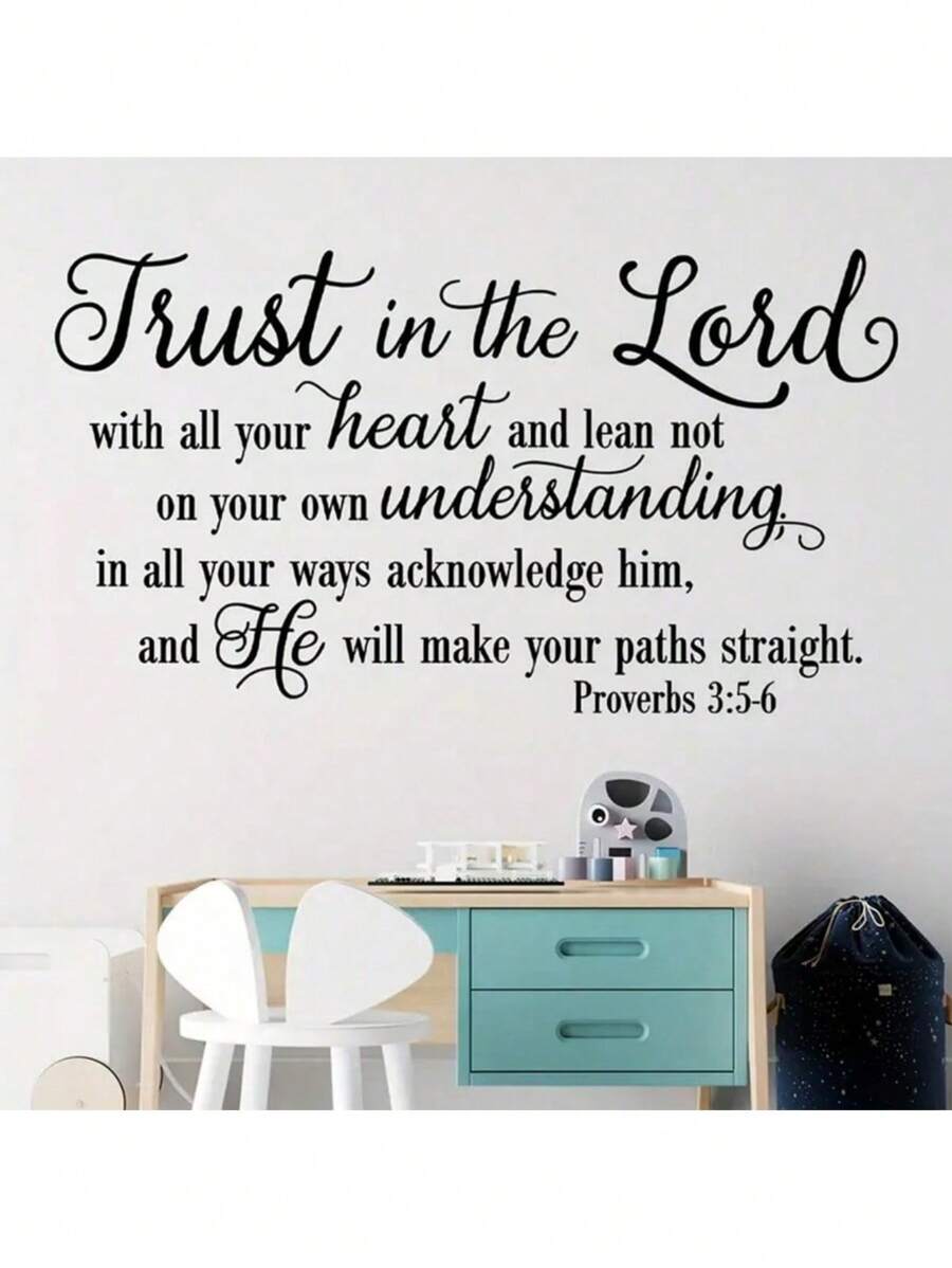 1 miếng dán tường Faithful Inspiration - Trust In The Lord - Thiết kế bắt mắt, miếng dán tự dính có thể tháo rời - Khẩu hiệu chân thành cho phòng ngủ, lối vào, phòng khách, hiên nhà, trang trí nhà cửa - Nhiều màu - Xem 1