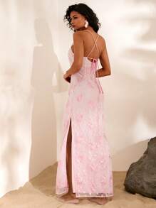 Opulessa Summer Beach Fairycore Wedding Women's Woven Fitted Slit Camisole Dress