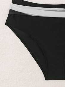 Swim Lushoire Bộ bikini 2 mảnh in họa tiết khối màu trừu tượng, buộc chéo phía trước, đồ bơi đi biển - Nhiều màu - Xem 6