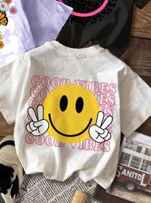 SHEIN 3pcs/Pack Tween Girls Casual Minimalist Cartoon Pattern Multiple T-Shirts, Suitable For Summer, School, Campus, College - Multicolor - View 4