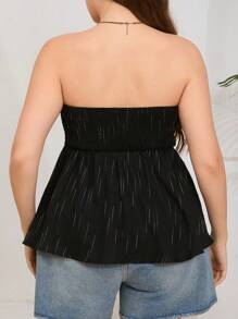 SHEIN Clasi 大码女式荷叶边领时尚蝴蝶结吊带背心 - 黑色 - 查看 2