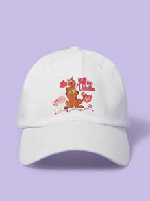 SCOOBY-DOO X SHEIN Fashionable Letter & Cartoon Print Baseball Cap - White - View 1
