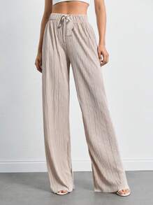 SHEIN Tall Women's Woven Tie Waist Wide Leg Pants
