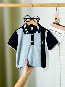 男童学院风撞色短袖 Polo 衫