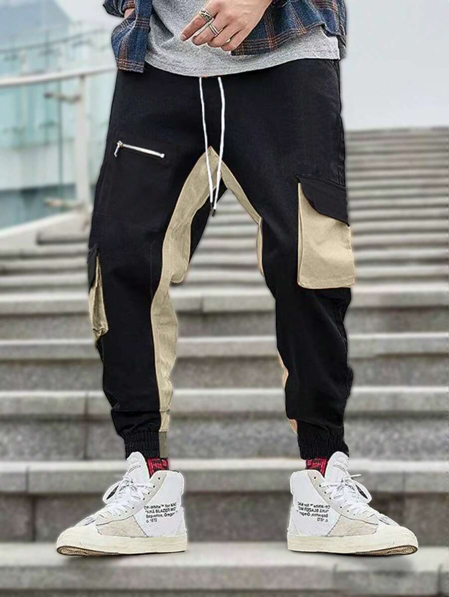 Manfinity EMRG 男士简约时尚休闲裤，日常百搭单品，街头风裤子，拼接口袋设计，适合送给丈夫、男友或朋友。