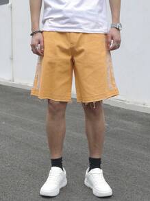 Manfinity Homme Men's Casual Denim Shorts, Suitable For Summer - Orange - View 5