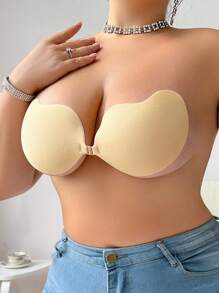 Plus Size Skin-Tone Self-Adhesive Front Closure Bra Nipple Cover Accessory For Wedding - Apricot - View 1