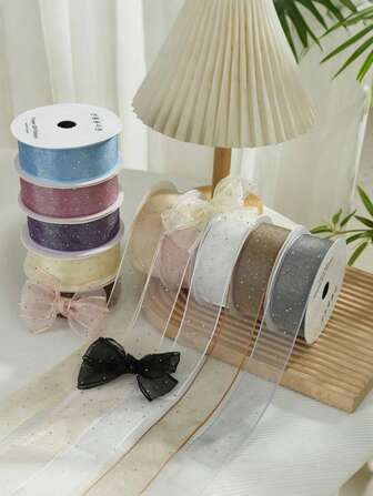 SHEIN 水钻丝带 25 毫米 X 9 米 DIY 蝴蝶结制作婚礼派对装饰礼品包装工艺花束花艺设计 12 种颜色可选可重复使用防水饰边