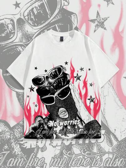 Street Life T-shirt décontracté à col rond et manches courtes avec imprimé graphique pour homme, à porter au quotidien