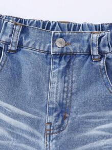 Meisjes gewassen gescheurde rechte jeans (zonder accessoires)