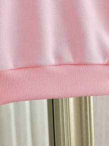 SHEIN Elladie kids 女婴简约二合一衬衫领运动衫，时尚领带袖设计，休闲运动 - 彩色 - 查看 6