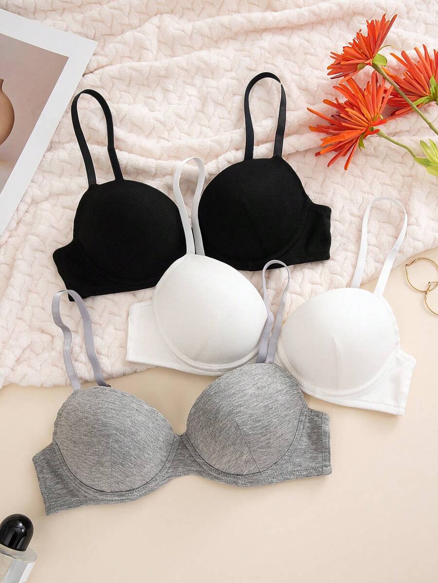 3 件套女士常规休闲钢圈文胸 - 彩色 - 查看 1