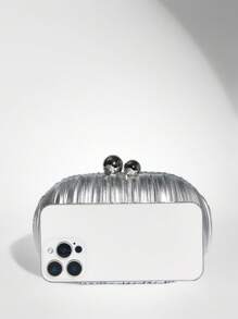 SHEIN BAE Women's Elegant Silver Clutch Evening Bag, Prom Bag For Party
