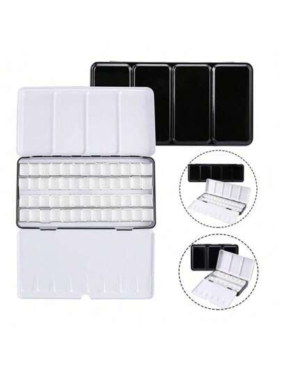 Empty Metal Watercolor Tin Palette With 14/26/52pcs Detachable Empty Half Pans For DIY Travel Watercolor Palette Paint Case Back To School,Art Supplies,Painting Supplies