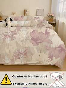 3pcs Digital Print White Bedding Set, Includes 1 Duvet Cover And 2 Pillowcases, Machine Washable - White - View 4