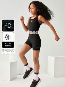 JNSQ Ensemble de gilet et shorts de sport pour préadolescentes pour la rentrée scolaire, gilet réfléchissant rond col rond 3M et tenue de sport à manches courtes pour enfants