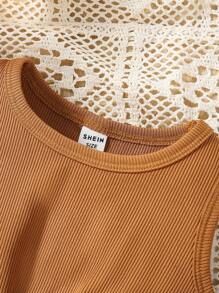 2 件装女婴休闲圆领上衣和短裤套装，时尚百搭 - 紫紅色 - 查看 4