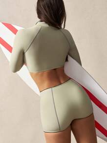VARSIVA 女士插肩袖短款上衣和短裤冲浪装套装