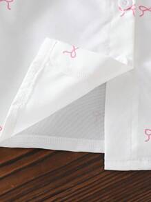 SHEIN Baby Girl Casual Cute Peter Pan Collar Butterfly Print Black Shirt And Pleated Skirt Set, For Summer - Pink - View 4