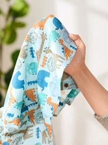 Cozy Pixies Bộ 2 áo sơ mi tay ngắn cổ in họa tiết cây và hoa cho bé trai và quần short cạp chun - Màu xanh lam - Xem 8