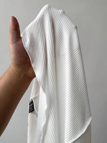 SHEIN Unity Vestido ajustado de cuello redondo acanalado blanco con abertura lateral alta, casual y elegante, versátil para uso diario y de oficina, primavera y verano para mujer - Blanco - Ver 7