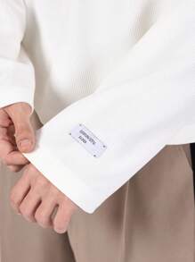 SUMWON Essential Regular Fit Textured Long Sleeve T-Shirt Crew Neck Ribbed Casual Basic Fall Winter Top Streetwear Athleisure Loungewear - Beige - View 6