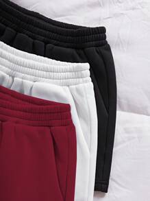 Lunelith SHEIN Lunessa 3-Piece Set Casual Loose Solid Color Shorts, For Gyms