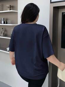 Dazy Plus Camiseta de manga corta con cuello redondo y corte holgado con estampado de mariposa, talla grande, camiseta gráfica de verano, sobredimensionada