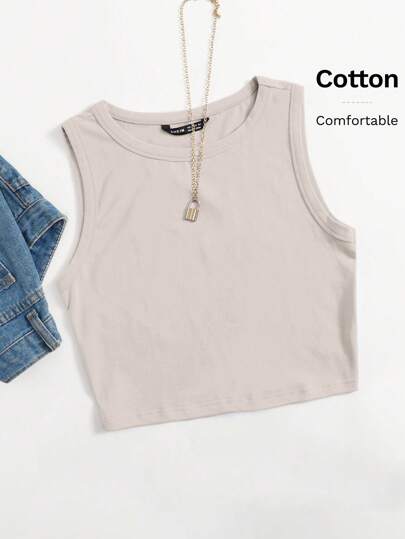 SHEIN EZwear Solid Crop Tank Top