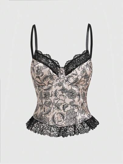 Hippie Camiseta de mujer estilo BOHO con patchwork de encaje floral, estilo vacacional