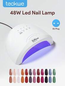 Teckwe LED Gel Nail Lamp,Smart Sensor UV Light Nail Phototherapy Machine,Professional Manicure Lamp,Quick-Drying & Fast Curing,4 Timing Functions & 30 LED Light Source Lamp Beads For Gel Polish Curing Salon Use & Home DIY Nail Art - White - View 1