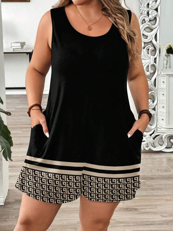 EMERY ROSE Mono informal minimalista de talla grande con estampado todo sobre