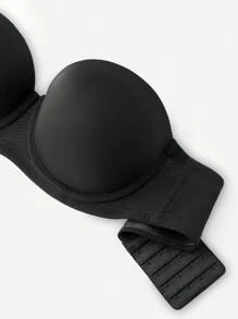 LUVLETTE Plus Woman Lingerie Black Breathable Strapless No-Show Seamless Push-Up Underwire T-Shirt Lingerie As Outerwear Basic Half Bra