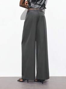 Maija 2025 夏季新款拼接侧袋时尚优雅都市休闲通勤音乐节海滩度假日常浪漫都市度假适合外出派对婚礼嘉宾老款时尚毕业典礼女裤 - 灰色 - 查看 3