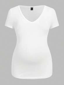 SHEIN 3 件装孕妇纯色 V 领 T 恤