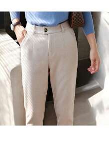 女士休闲哈伦裤，简约时尚，适合夏季 - 杏色 - 查看 3